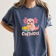 Caffelotl Cute Axolotl Pun Coffee Book Lover Kawaii Humor Women's Comfort Colors T-Shirt Moss Caffelotl Cute Axolotl Pun Coffee Book Lover Kawaii Humor Women's Comfort Colors T-Shirt Moss