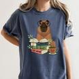 Capybara Glasses Reading Books Capybara Nerd Bookworm Women's Comfort Colors T-Shirt Moss