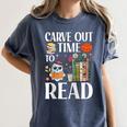 Carve Out Time To Read Halloween Ghost Books Raglan Baseball Tee Women's Comfort Colors T-Shirt Moss