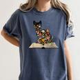 Cat Book Flowers Women's Comfort Colors T-Shirt Moss Cat Book Flowers Women's Comfort Colors T-Shirt Moss