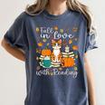 Cat Fall In Love With Reading Book Lover Autumn Women's Comfort Colors T-Shirt Moss