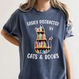 Cat Lover Tee Women Book Lover Reading Librarian Read Women's Comfort Colors T-Shirt Moss