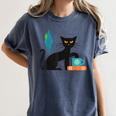 Cat Midcentury With Book And Coffee Atomic Age Mid Century Women's Comfort Colors T-Shirt Moss Cat Midcentury With Book And Coffee Atomic Age Mid Century Women's Comfort Colors T-Shirt Moss