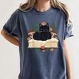 Cat On Open Book Mushrooms Ferns Dark Academia Women's Comfort Colors T-Shirt Moss
