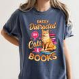 Cat Shirts For Women Book Lover Shirt Cats And Books Women's Comfort Colors T-Shirt Moss
