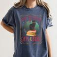 Cats And Books Lover Reading Literary Feline Humor Women's Comfort Colors T-Shirt Moss