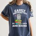 Cats And Books Read Reading Librarian Book Across America Women's Comfort Colors T-Shirt Moss