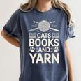 Cats Books And Yarn Crocheter Crocheting Women's Comfort Colors T-Shirt Moss