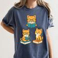 Cats Reading Book Lover Reading Bookworm Reader Women's Comfort Colors T-Shirt Moss