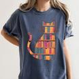 Cats Reading Books Librarian Library Readers Women's Comfort Colors T-Shirt Moss