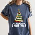 Christmas Book Tree All Booked For Xmas Women's Comfort Colors T-Shirt Moss