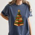 Christmas Book Tree Bookshelf Holiday For Readers Librarians Women's Comfort Colors T-Shirt Moss Christmas Book Tree Bookshelf Holiday For Readers Librarians Women's Comfort Colors T-Shirt Moss