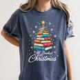 Christmas Book Tree Shirt Book Lover Librarian All Booked For Christmas Women's Christmas Book Lover Librarian Women's Comfort Colors T-Shirt Moss