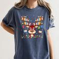Christmas Librarian Reindeer Matching Book Lover Women's Comfort Colors T-Shirt Moss