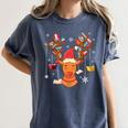 Christmas Librarian Reindeer Xmas Book Teachers Love Reading Women's Comfort Colors T-Shirt Moss