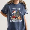 Christmas Outfit I Prefer Halloween Book Reading Skeleton Women's Comfort Colors T-Shirt Moss