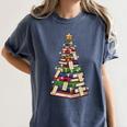 Christmas Tree Of Books For Readers And Librarians Women's Comfort Colors T-Shirt Moss