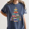Christmas Tree Made Of Books Librarian Reader Holiday Women's Comfort Colors T-Shirt Moss
