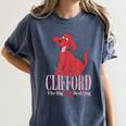 Clifford The Big Red Dog Pink Text With Bow Illustrated Book Women's Comfort Colors T-Shirt Moss Clifford The Big Red Dog Pink Text With Bow Illustrated Book Women's Comfort Colors T-Shirt Moss
