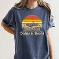 Coffee Beans & Books Retro Bookworm Librarian Women's Comfort Colors T-Shirt Moss