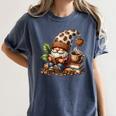 Coffee And Book Reading Accessories For Book Lovers Gnome Women's Comfort Colors T-Shirt Moss Coffee And Book Reading Accessories For Book Lovers Gnome Women's Comfort Colors T-Shirt Moss