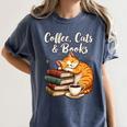 Coffee Cats & Books Lover For Women & Girls Coffee Women's Comfort Colors T-Shirt Moss