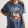 Coffee Cats And Books Cozy Calico Reader Love Cute Cat Women's Comfort Colors T-Shirt Moss Coffee Cats And Books Cozy Calico Reader Love Cute Cat Women's Comfort Colors T-Shirt Moss