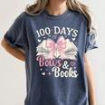 Coquette 100 Days Of Bows Books Reading 100th Day Of School Women's Comfort Colors T-Shirt Moss