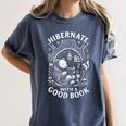 Cozy Bear Reading Hibernate With a Book Women's Comfort Colors T-Shirt Moss