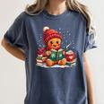 Cozy Gingerbread Christmas Reading Book Xmas Snowflakes Fall Women's Comfort Colors T-Shirt Moss