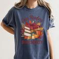 Cozy Readers Book Society Fall Autumn Floral Pumpkin Season Women's Comfort Colors T-Shirt Moss