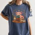 Cute Axolotl Reading Books Cozy Bookworm Women's Comfort Colors T-Shirt Moss