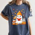 Cute Beanie Ghost Bookworm Cozy Book Reading Halloween Women's Comfort Colors T-Shirt Moss Cute Beanie Ghost Bookworm Cozy Book Reading Halloween Women's Comfort Colors T-Shirt Moss