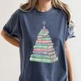 Cute Bookmas Christmas Book Tree Book Lover Teacher Women's Comfort Colors T-Shirt Moss Cute Bookmas Christmas Book Tree Book Lover Teacher Women's Comfort Colors T-Shirt Moss