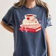Cute Books And Coffee Crochet Valentines Day Tee For Couples Women's Comfort Colors T-Shirt Moss