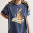 Cute Bunny Reading Book Glasses Bookworm Women's Comfort Colors T-Shirt Moss