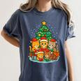 Cute Cats Reading Books Christmas Tree Women's Comfort Colors T-Shirt Moss