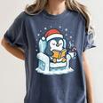 Cute Christmas Penguin Reading Book Cozy Winter Holiday Art Women's Comfort Colors T-Shirt Moss Cute Christmas Penguin Reading Book Cozy Winter Holiday Art Women's Comfort Colors T-Shirt Moss