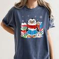 Cute Christmas A Penguin Reading Book Snowflake Hot Teacher Women's Comfort Colors T-Shirt Moss Cute Christmas A Penguin Reading Book Snowflake Hot Teacher Women's Comfort Colors T-Shirt Moss