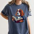 Cute Dog Basset Hound Reading Book Women's Comfort Colors T-Shirt Moss
