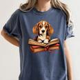 Cute Dog Beagle Reading Book Women's Comfort Colors T-Shirt Moss