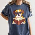 Cute Dog Boxer Reading Book Women's Comfort Colors T-Shirt Moss