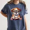 Cute Dog Puppy English Bulldog Reading Book Women's Comfort Colors T-Shirt Moss Cute Dog Puppy English Bulldog Reading Book Women's Comfort Colors T-Shirt Moss