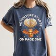 Cute Dragon Book Hot Air Balloon Adventure Fantasy Reading Women's Comfort Colors T-Shirt Moss