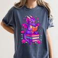 Cute Dragon Reading Books Bookworm Women's Comfort Colors T-Shirt Moss Cute Dragon Reading Books Bookworm Women's Comfort Colors T-Shirt Moss