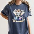 Cute Elephant Reading Universe Book Women's Comfort Colors T-Shirt Moss Cute Elephant Reading Universe Book Women's Comfort Colors T-Shirt Moss