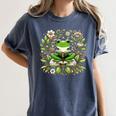 Cute Floral Frog Book Reading Women's Comfort Colors T-Shirt Moss