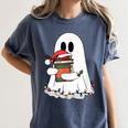 Cute Ghost Holding Books Bookish Christmas Women's Comfort Colors T-Shirt Moss