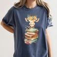 Cute Giraffe With Book Floral Bookworm Librarian Book Lover Women's Comfort Colors T-Shirt Moss Cute Giraffe With Book Floral Bookworm Librarian Book Lover Women's Comfort Colors T-Shirt Moss