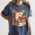 Cute Hedgehog Book Nerd Women's Comfort Colors T-Shirt Moss Cute Hedgehog Book Nerd Women's Comfort Colors T-Shirt Moss